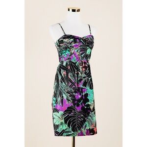 Sz 0 Anthropologie Edmé Esyllte Strapless Multicolor Jungle Print Mini Dress EUC